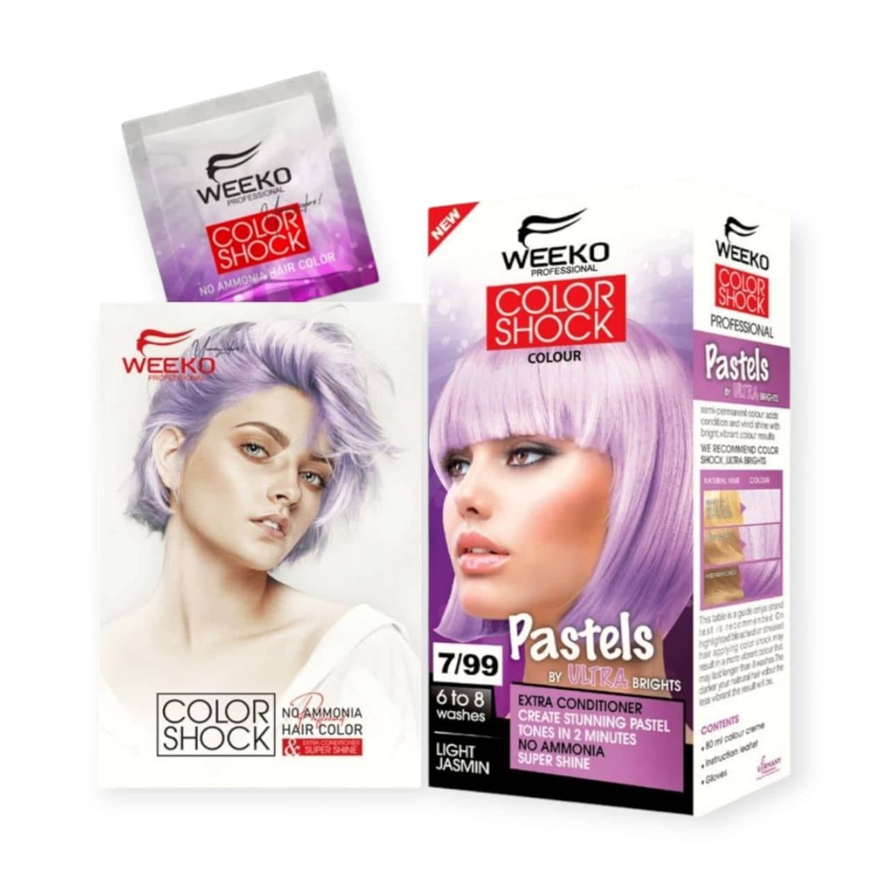 رنگ مو بدون آمونیاک ساشه ای ویکو شاک کالر WEEKO مدل Color Shock حجم 30 میل