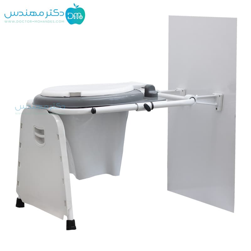 توالت فرنگی دیواری تاشو تیوان طب (پایه آلومینیومی) با قیف تاشو