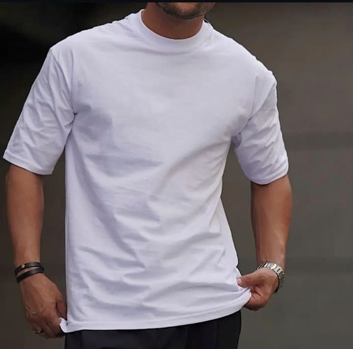 تیشرت لش سفید آستین سه ربع مردانه|نخ پنبه ماکان