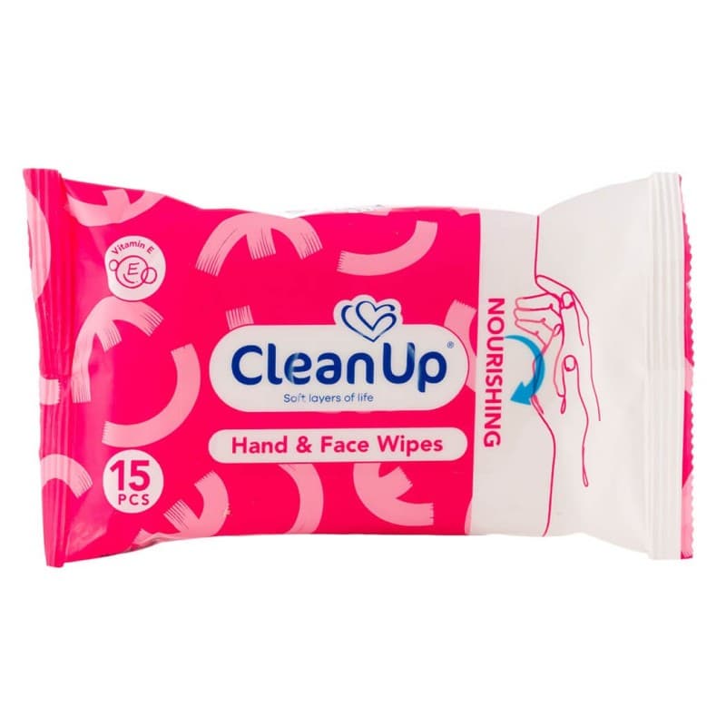 دستمال مرطوب پاک‌کننده دست و صورت کلین‌آپ با خاصیت رطوبت‌رسانی بسته 15 عددی