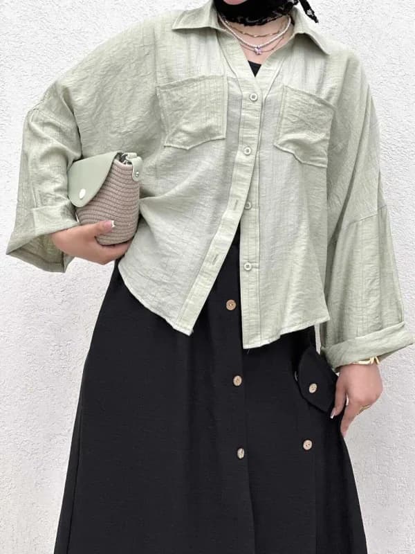 شومیز دوجیب آستین پاکتی