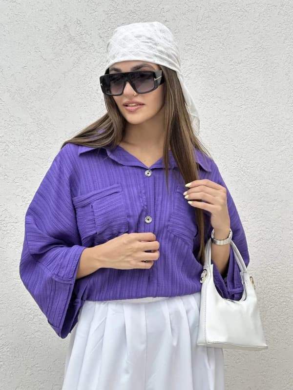 شومیز دوجیب پیلی دار