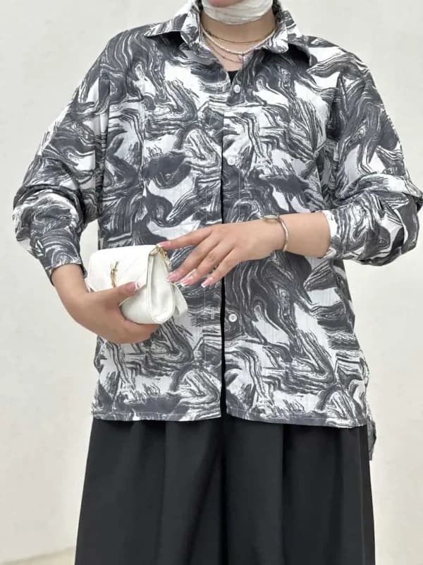 شومیز آبرنگی پشت بلند