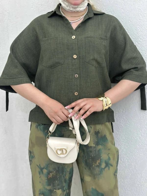 شومیز آستین کوتاه پاگن دار