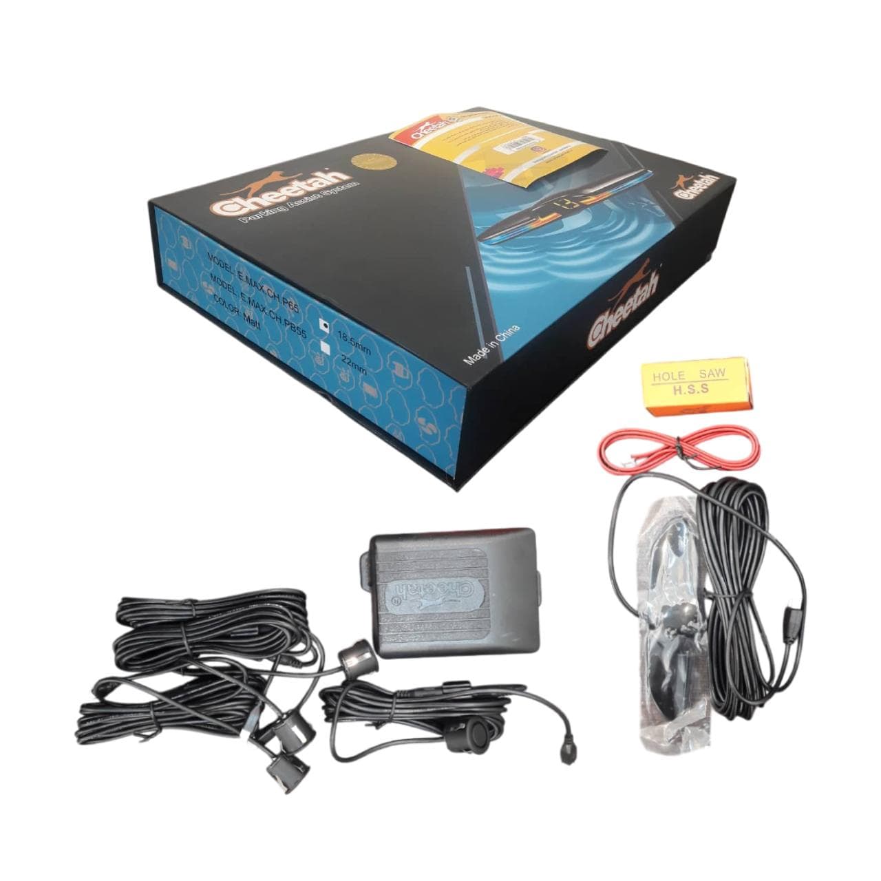 سنسور دنده عقب چیتا مدل E.MAX.CH.P65 با 4 حسگر 18.5 میلی متری و نمایشگر فاصله