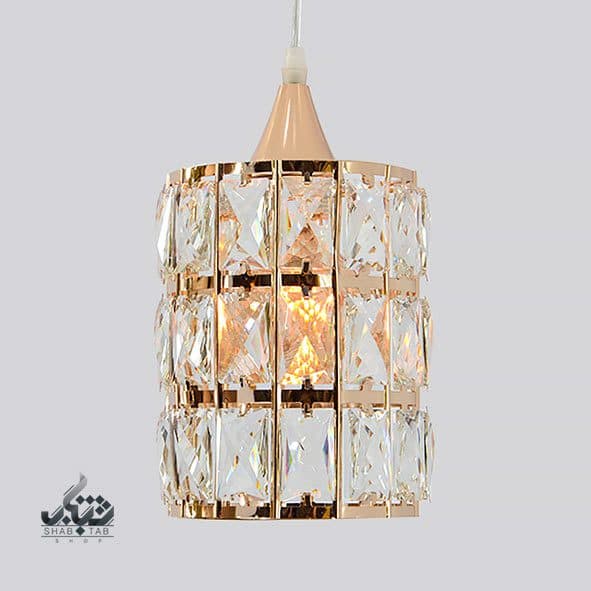 لوستر آویز تک شعله کریستالی کد xc 05 طلایی قطر 15