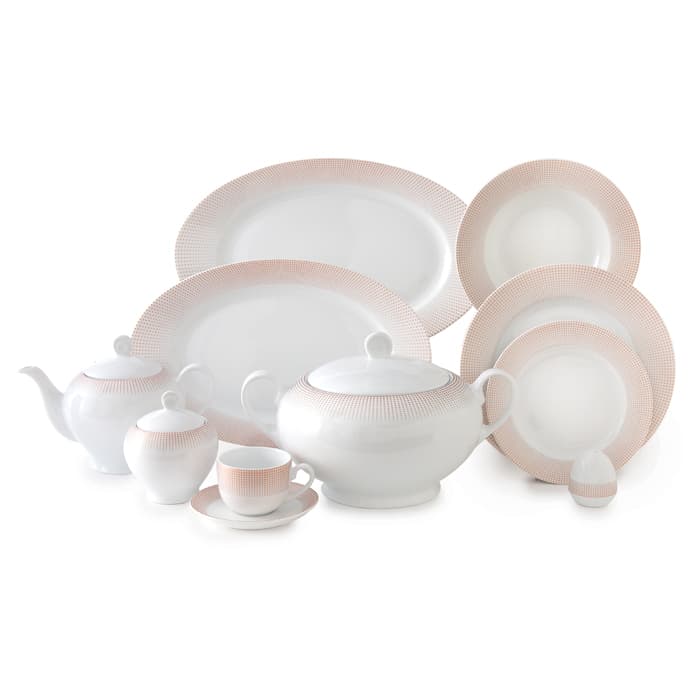 سرویس چینی زرین 12 نفره کامل مریدین رزگلد (102 پارچه)