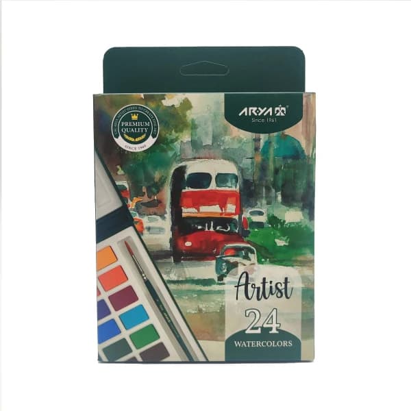 آبرنگ 24 رنگ آریا مدل آرتیست به همراه قلم مو