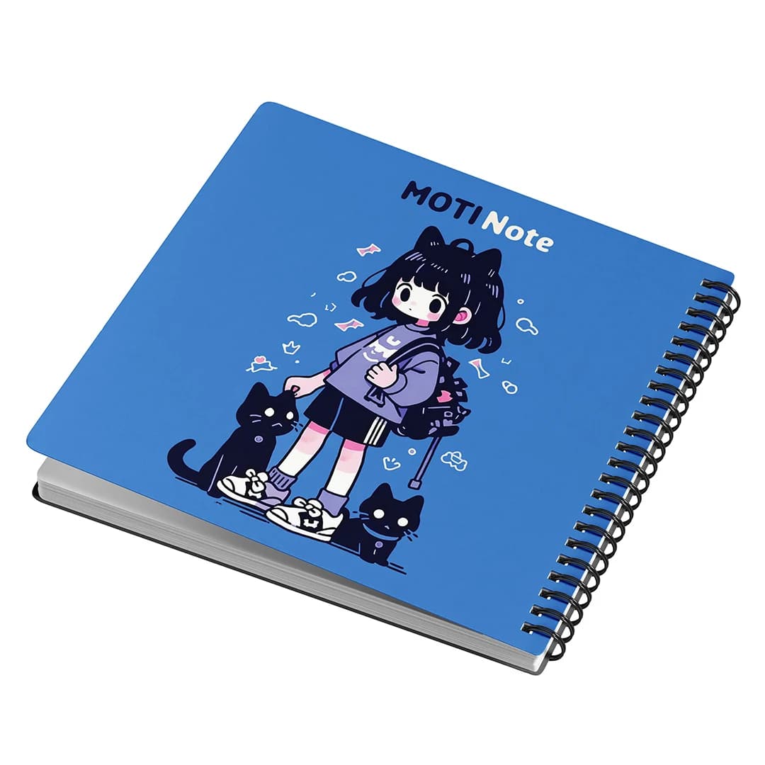 دفتر یادداشت 50 برگ موتی طرح دختر و گربه