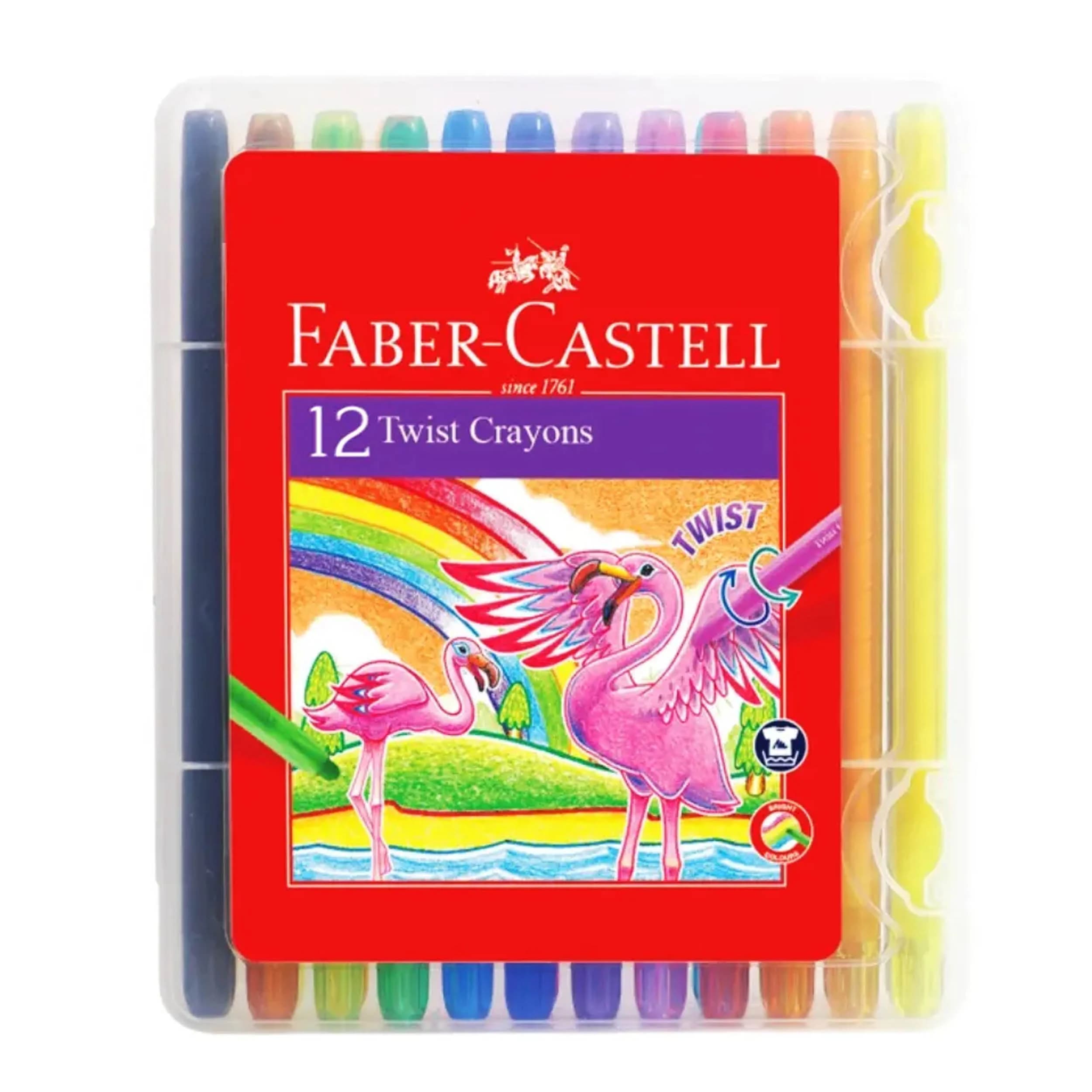 مداد شمعی 12 رنگ فابر کاستل مدل پیچی