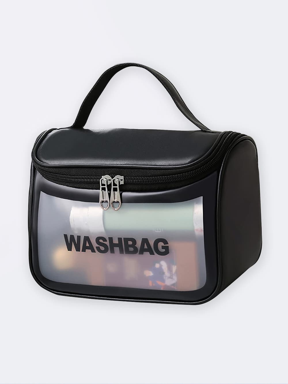 بگ ( wash bag ) چمدانی مشکی رنگ برای لوازم شنا ( و لوازم آرایشی ) زنانه برای استخر