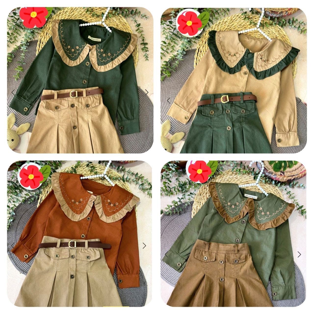 کت دامن کتان گلدوزی