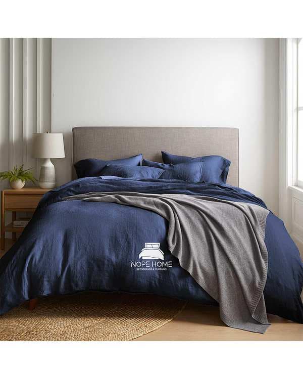 سرویس روتختی کاوری پینترستی یک نفره 3 تکه آبی تیره نوپه هوم Nopehome کد LE04