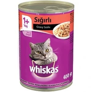 غذای کنسرو گربه بالغ با طعم بیف ویسکاس (Whiskas Beef Can in Gravy) وزن 400 گرم