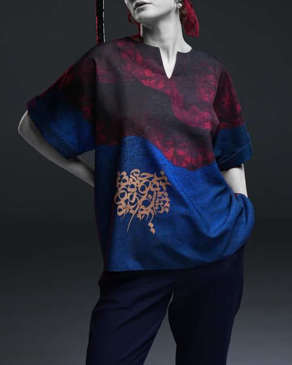 شومیز زنانه آبی طاقه چیان Taghechian مدل خاموش