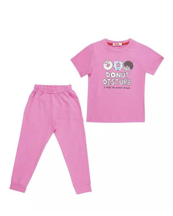 ست تی شرت و شلوار دخترانه صورتی مادر Madar مدل لاکی