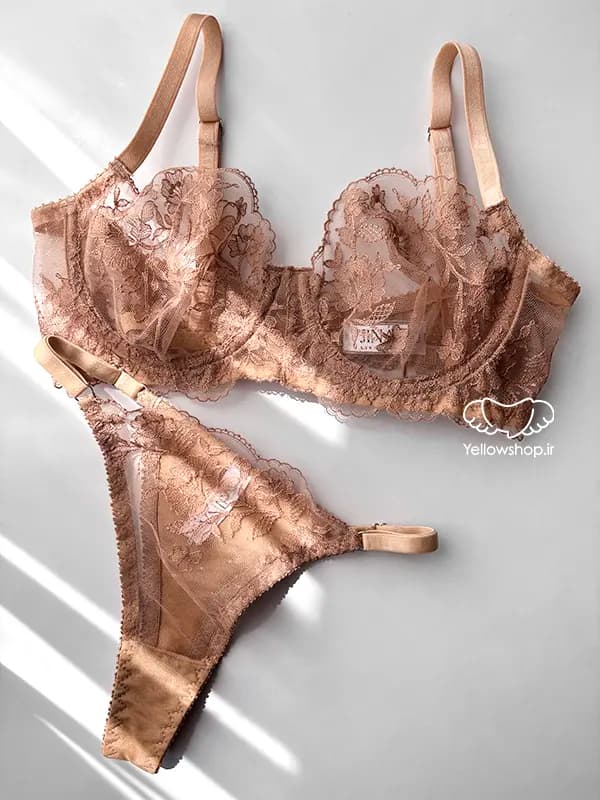 ست شورت و سوتین توری گیپوری فنردار Jina ژینا کد 25149