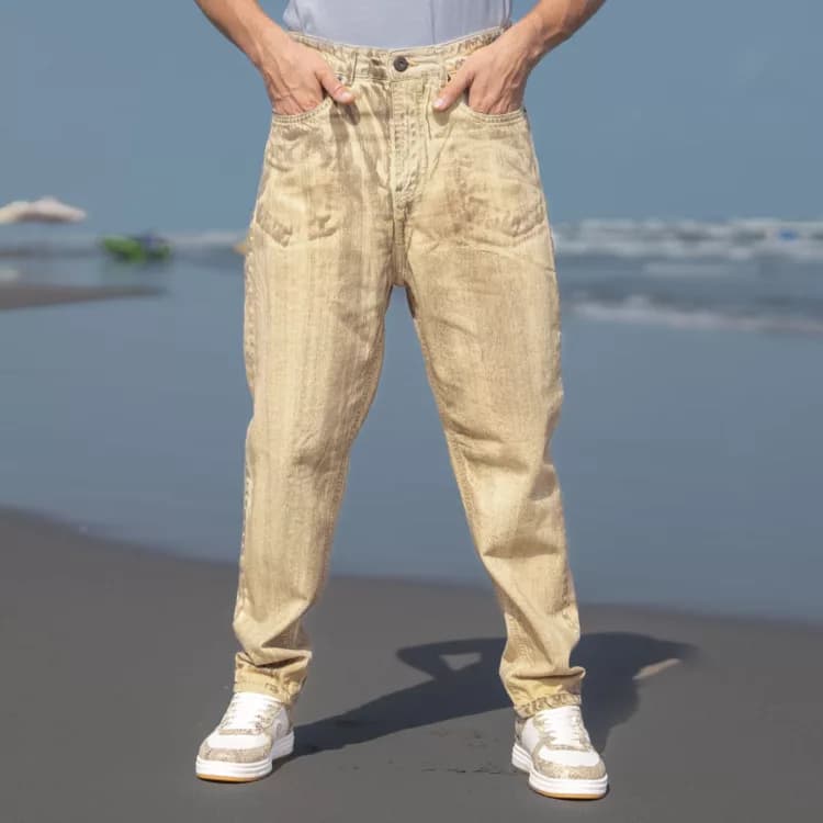 شلوار جین مردانه مام بژ کد 27130