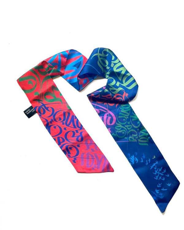 دستمال گردن زنانه آبی طاقه چیان Taghechian مدل شوق