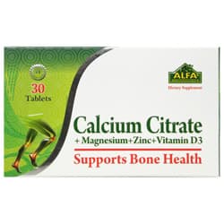 قرص کلسیم سیترات آلفا ویتامینز 30 عددی | حمایت از سلامت استخوان و مفاصل