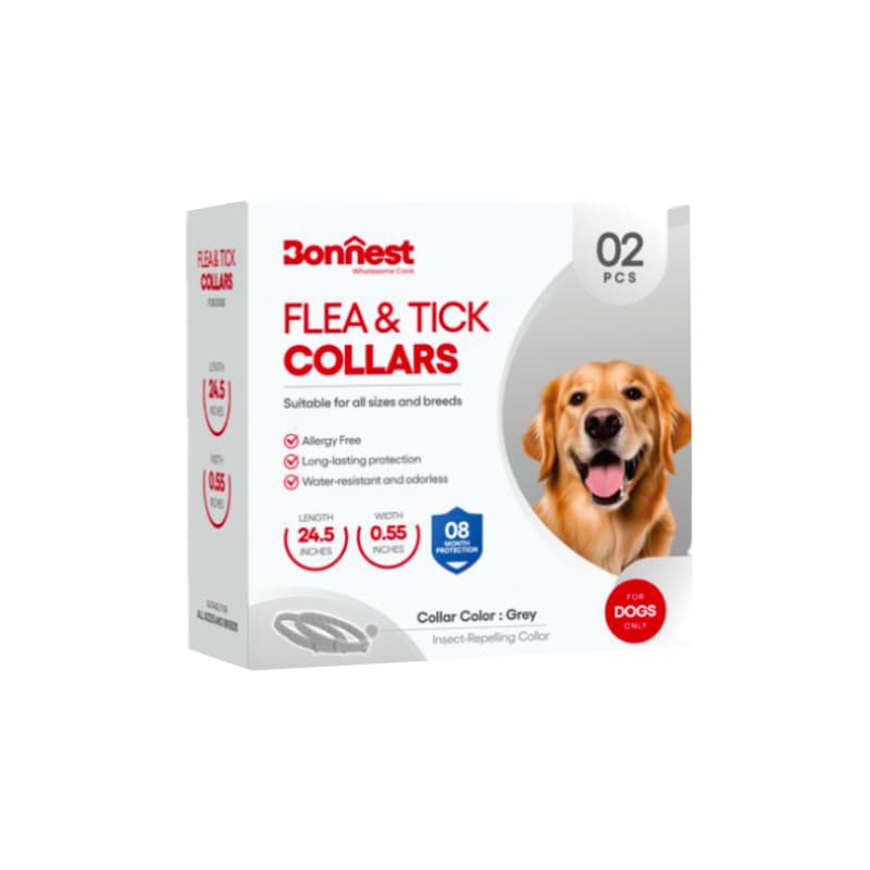 قلاده ضد کک و کنه سگ بونست مناسب تا 8 ماه رنگ طوسی بسته 2 عددی