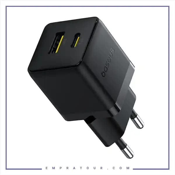 آداپتور شارژ دیواری 20 وات دو پورت بیسوس BASEUS Palm USB+Type-C Dual Port CCZC20UE