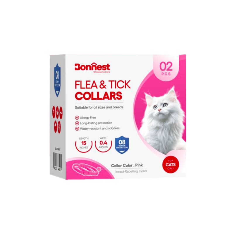 قلاده ضد کک و کنه گربه بونست مناسب تا 8 ماه رنگ صورتی بسته 2 عددی