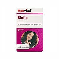 قرص بیوتین 2500 آپوویتال 30 عددی | حفظ سلامت پوست مو و ناخن