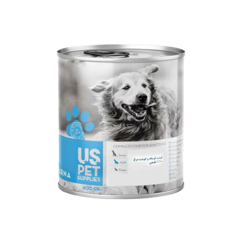 کنسرو غذای سگ یو اس پت با طعم گوشت گوساله و مرغ UsPet Canned Food With Chicken & Veal وزن 800 گرم