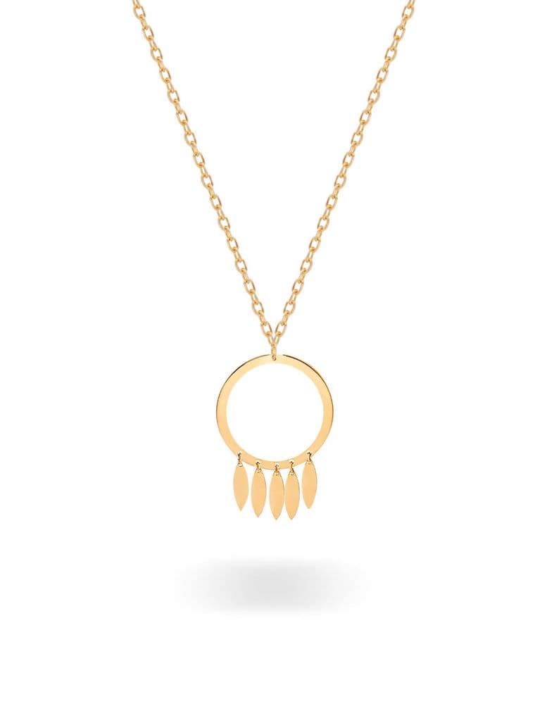 گردنبند طلا 18 عیار زنانه قو طلایی طرح دایره ای سوارز