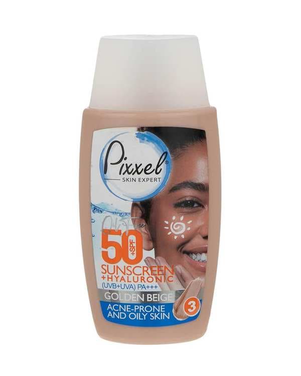 کرم ضد آفتاب رنگی SPF50 بژ طلایی پیکسل Pixxle مناسب پوست چرب