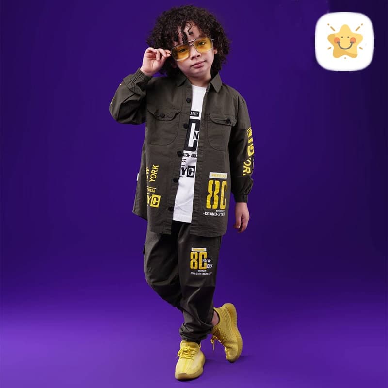 ست 3 تکه پیراهن و تیشرت و شلوار پسرانه کتان مناسب 1 تا 8 سال