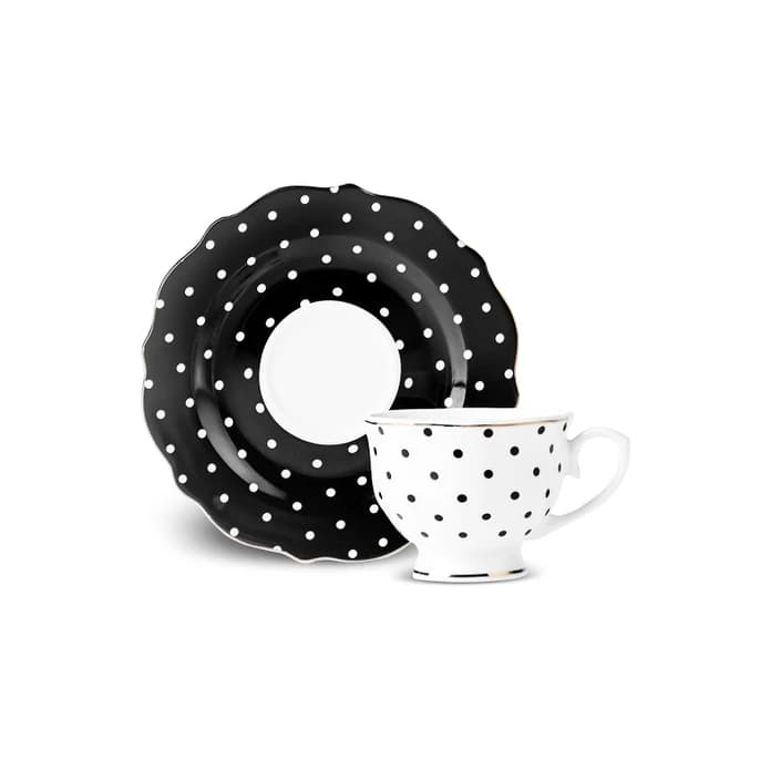 سرویس فنجان چای خوری تک نفره کاراجا New Romantic Puantiyeli مشکی