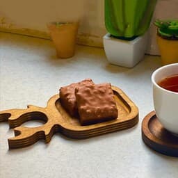 زیر لیوانی چوبی طرح شاخ گوزن