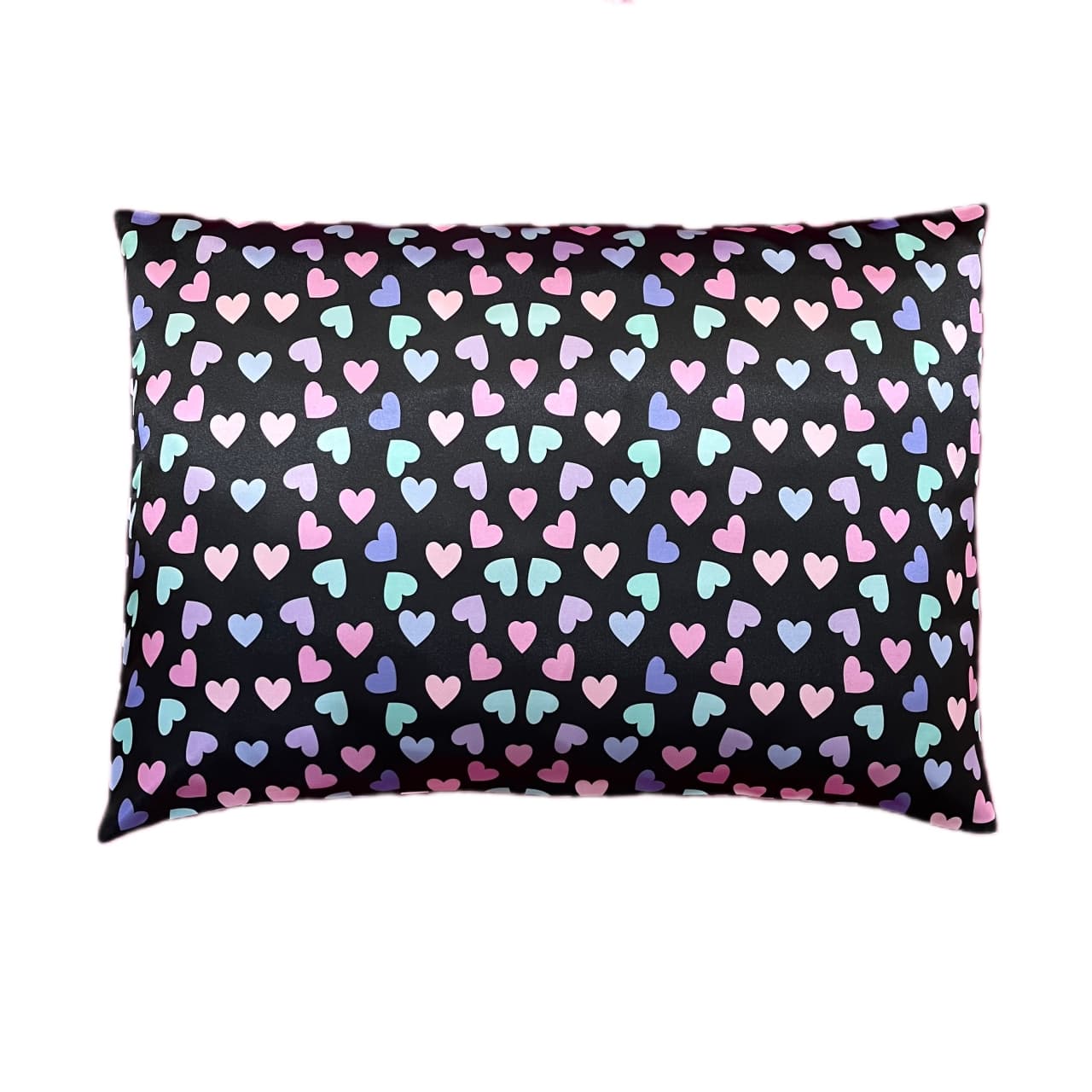 ساتن ابریشم طرح قلب رنگارنگ