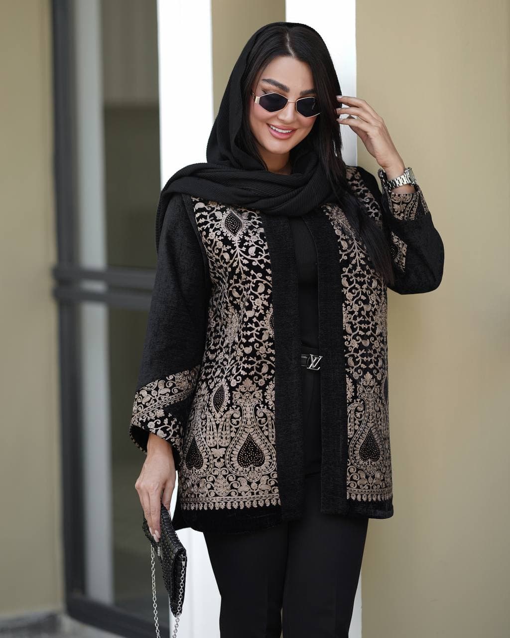 مانتو مخمل شانل کتی سوزن دوزی مدل لاله۳