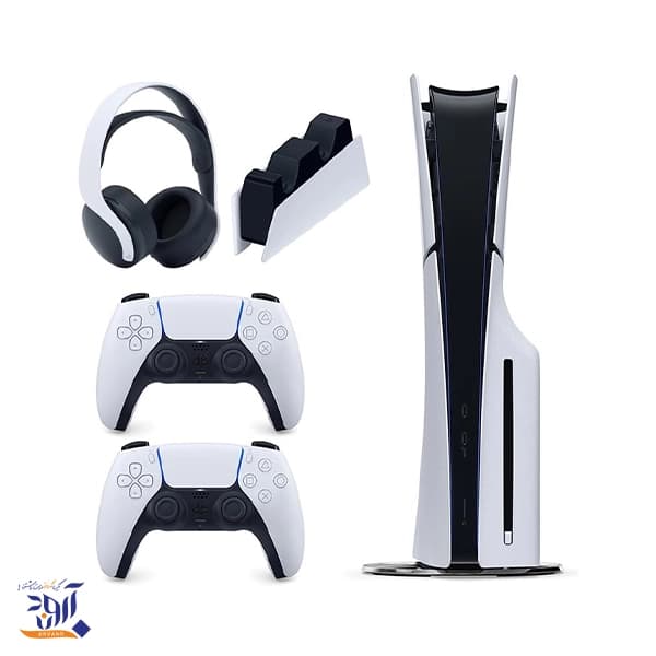 باندل کنسول بازی سونی مدل پلی استیشن 5 اسلیم استاندارد 2016 اروپا + دسته دوال سنس سفید، هدست و پایه شارژر