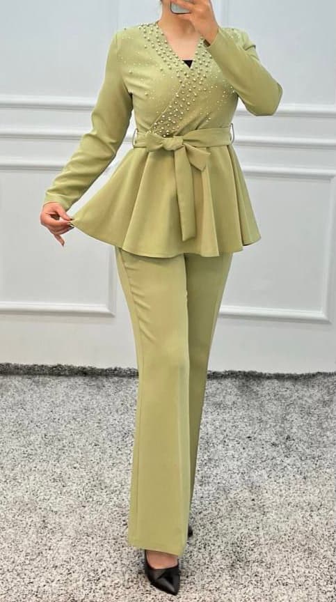 ست شومیز و شلوار زنانه مجلسی مدل مروارید٢