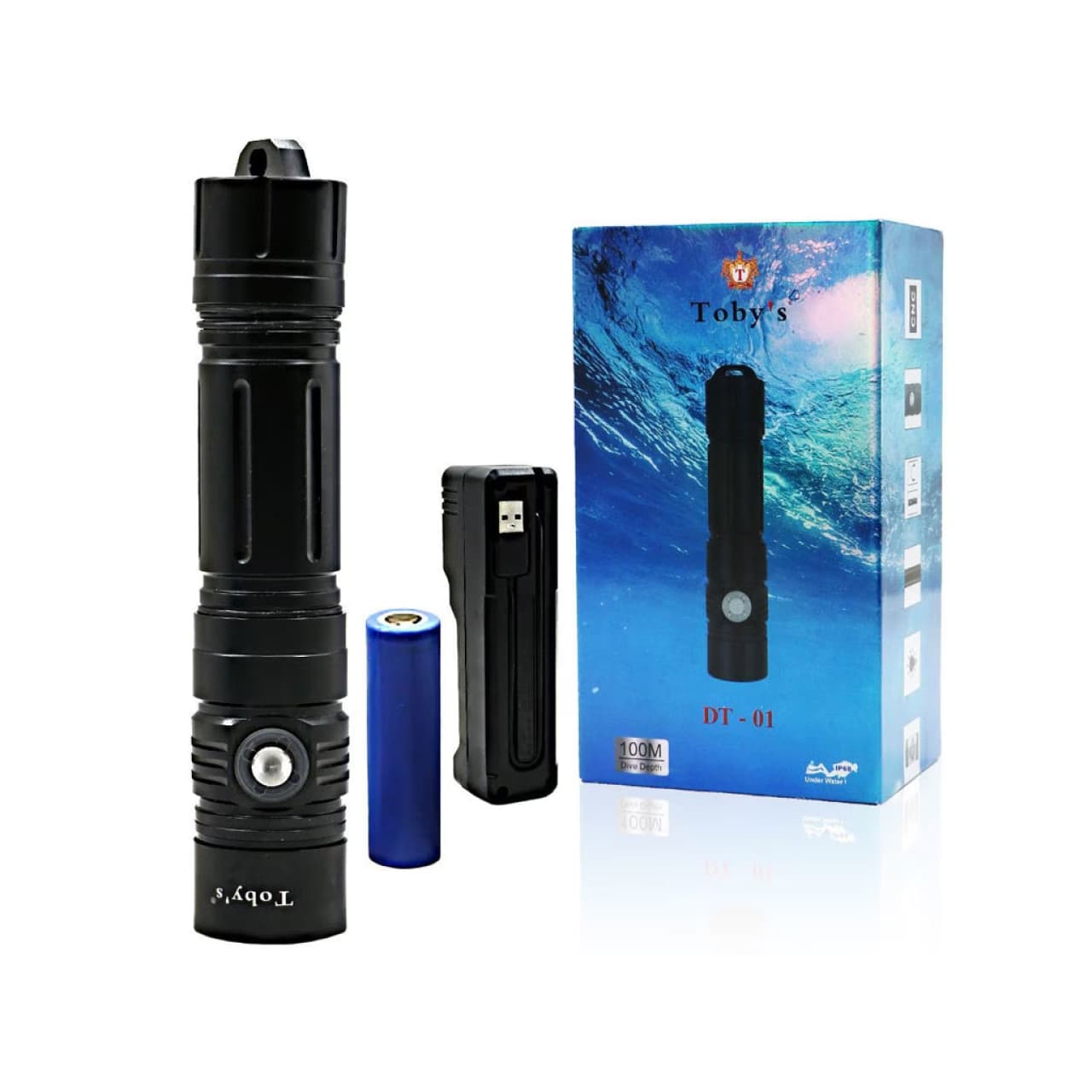 چراغ قوه غواصی توبیز Toby's Super Bright Scuba Driving Torch 1600lm 100m DT-01
