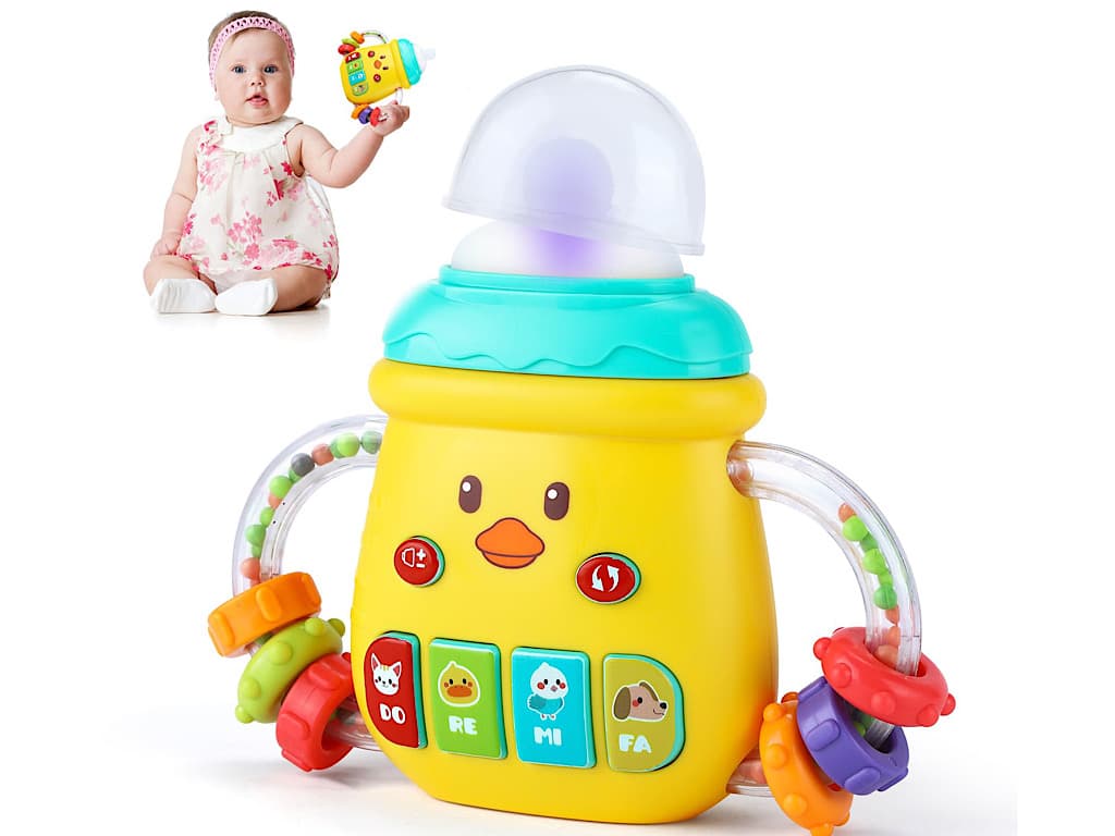 شیشه شیر موزیکال دندانگیر دار چراغدار اسباب بازی aiyingle