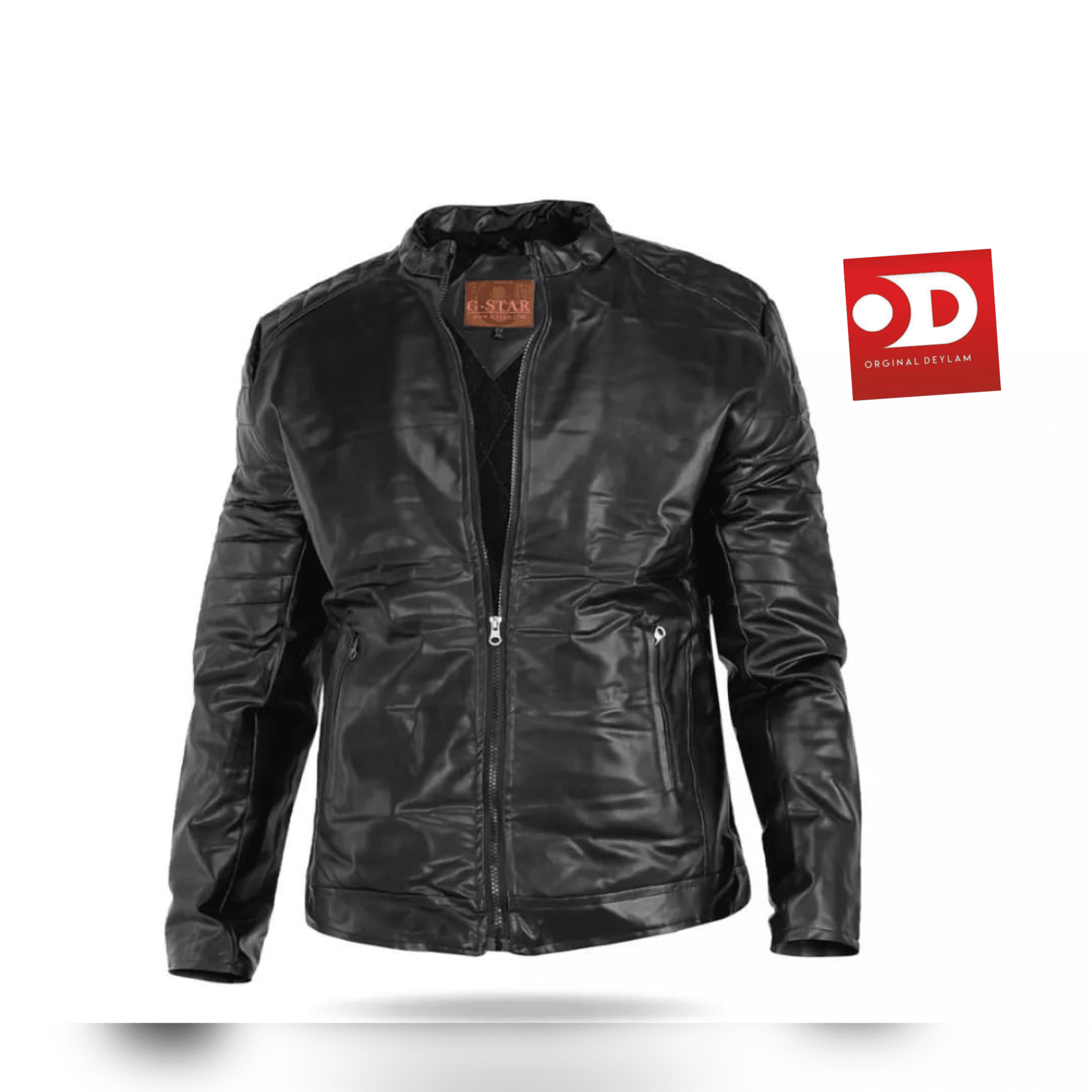 کاپشن چرم مشکی اسپرت مدل جی استار - اورجینال دیلم