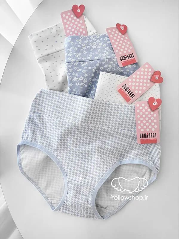 شورت اسلیپ فاق بلند نخ پنبه زنانه تم آبی برند DOMINANT کد 23110