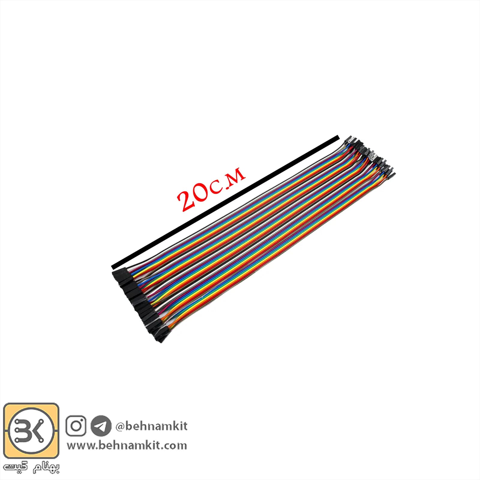 سیم جامپر 40 رشته / فلتی مادگی به مادگی 20 سانتی متر