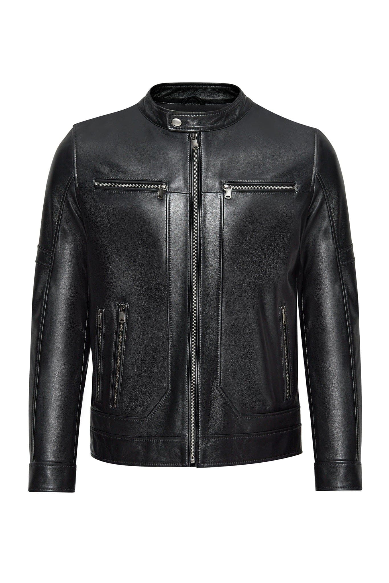 کت چرم یقه استند مشکی مردانه پاتریک دری مد