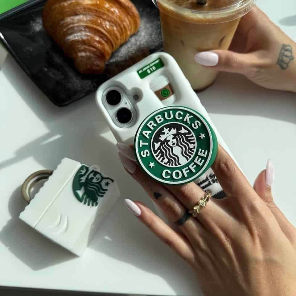 قاب آیفون استارباکس پاپ سوکتی سیلیکونی