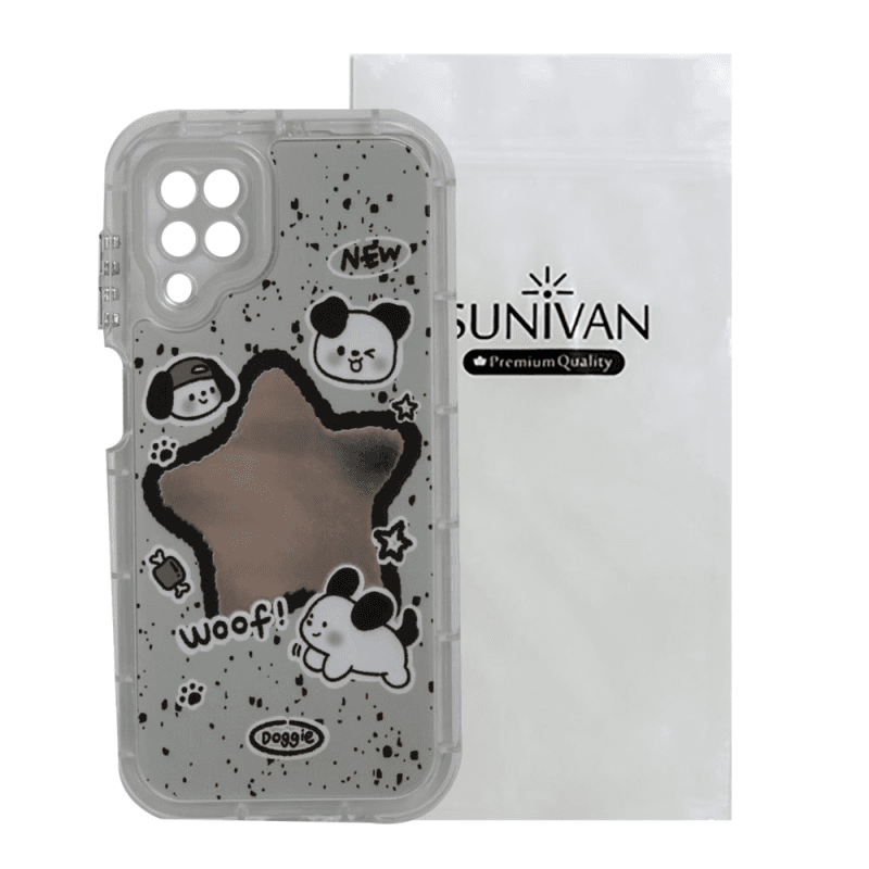 کاور گوشی سامسونگ Galaxy F12 سانیوان مدل آینه ای طرح فانتزی سگ