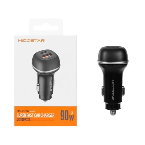 شارژر فندکی 90 وات فست دو پورت هایکواستار HS-CC26