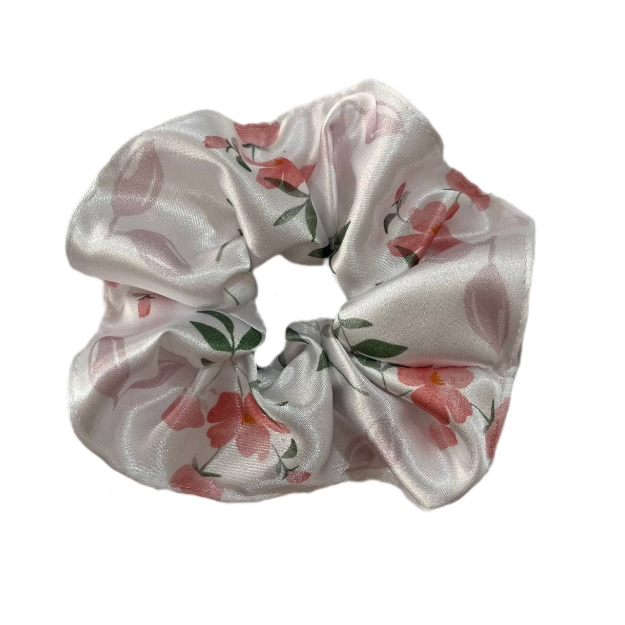 کش مو زنانه مدل اسکرانچی ساتن ابریشم طرح گل نسترن