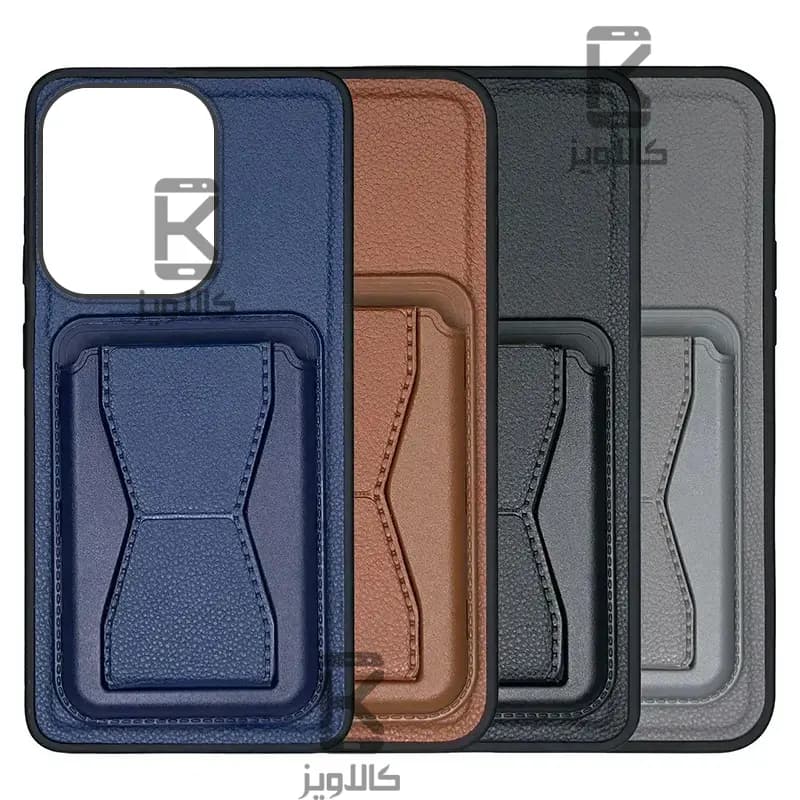 قاب چرمی استندی جاکارتی دار گوشی Xiaomi Poco M6 Pro 4G