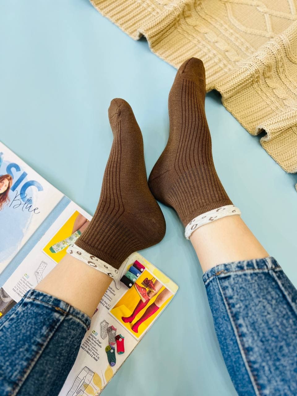 جوراب نیم ساق لبه پلنگی